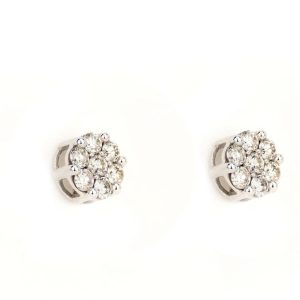 0.75CT White Gold Cluster Earring - Pair