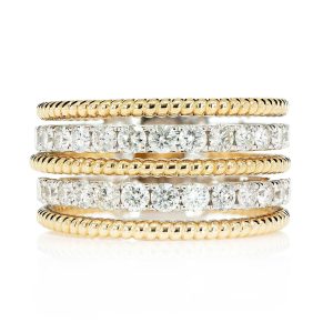 Two Row Satin Diamond Rope Band - Two-Tone / 8