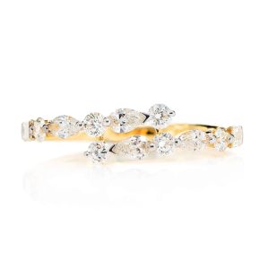 Multi-Shape Diamond Bypass Band - Yellow Gold / 6.5