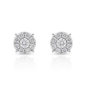 Nine Stone Cluster Earrings