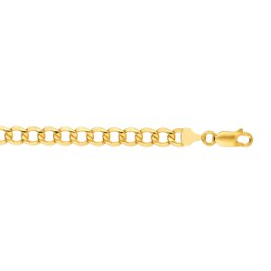 10K 20 inches Yellow Gold 6.10mm Diamond Cut Curb Lite Chain with Lobster Clasp