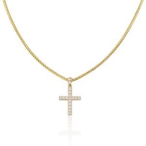 Yellow Gold Baby Diamond Cross