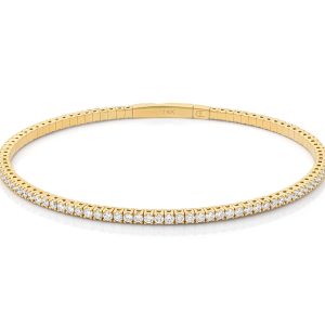 Yellow Gold Diamond Flex Bangle Half Way