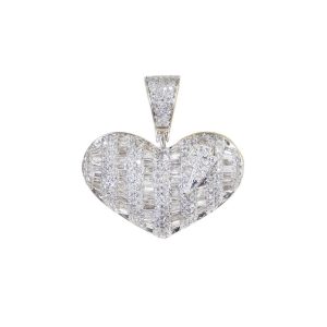 Wide Heart Baguette Pendant