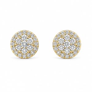 Halo Flower Diamond Studs - 1.00ctw / Yellow Gold