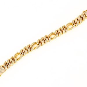 16mm Yellow Gold Diamond Spaced Bracelet