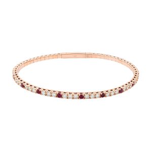 Rose Gold Diamond and Ruby Flex Bangle