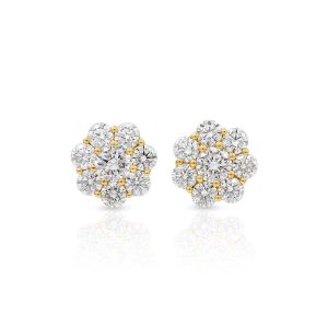 Eight Stone Diamond Cluster Earrings