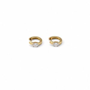 Mini Oval Stone Huggie Earrings
