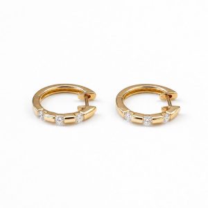 3 Stone Huggie Earrings