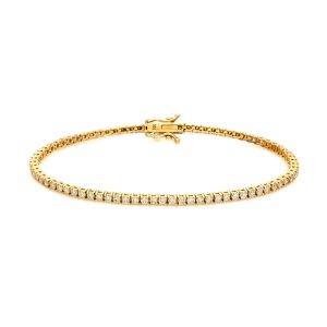 2 Pointer Diamond Tennis Bracelet Yellow Gold