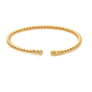 Beaded Bangle with Graduated Burnished Diamonds