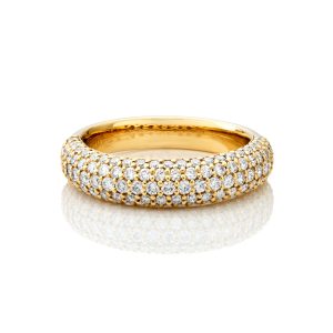 Yellow Gold Pave 5 Row Ring