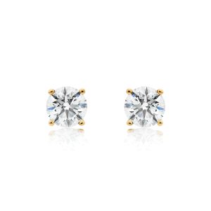 14K Gold Diamond Studs 0.96ct Total