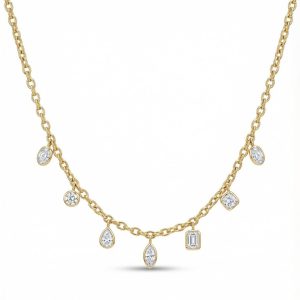 GOLD MULTI STONE UMLAUT NECKLACE
