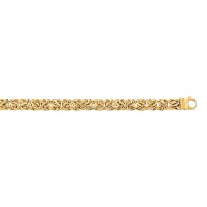 10K 7.25 inches Yellow Gold 7.0mm Shiny Byzantine Fancy Ladies Bracelet with Lobster Clasp