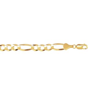 10K 22 inches Yellow Gold 8.3mm Diamond Cut Royal Figaro Link with Lobster Clasp