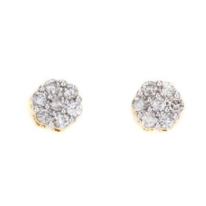0.35CT Gold Diamond Small Cluster Earrings - Pair
