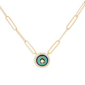 Enamel and Diamond Evil Eye Necklace