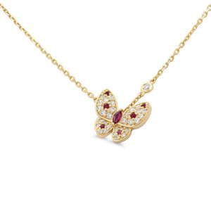 Diamond and Ruby Butterfly Necklace
