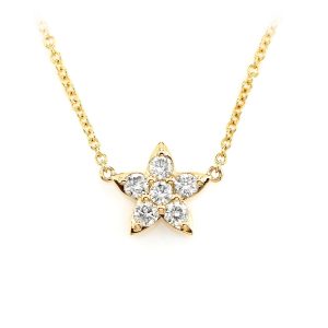 Diamond Star Necklace - Yellow Gold / 22"