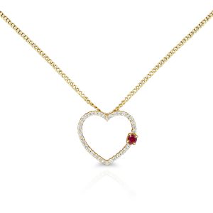 Diamond Heart with Ruby Pendant