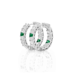 Emerald cut diamond hoops