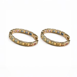 Multicolor Emerald Cut Hoops