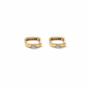 Square Emerald Huggie Earrings