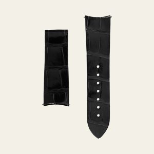 Black Shiny Alligator Strap - M