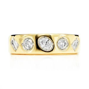 Multi-Shape Flush Set Diamond Band - Yellow Gold / 8