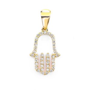 Open Hamsa Diamond Pendant - Yellow Gold