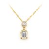 Baguette Diamond Sunburst Necklace – White Gold / 18″ – product view