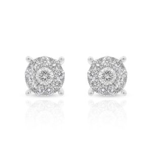 14KW Diamond Halo Earrings XL