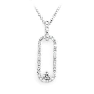 Open Oval Abstract Diamond Necklace - White Gold