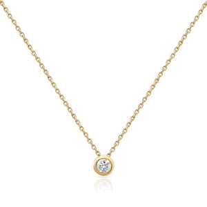 14kt Yellow Gold Solitaire Bezel Necklace