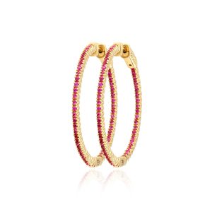 Pink Sapphire Hoops