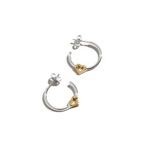 Umlaut Heart Hoop Earrings