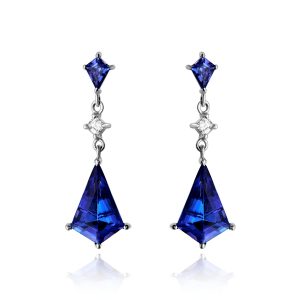 Kite Shape Tanzanite Drop Earrings