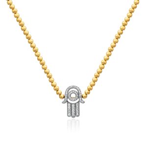 Diamond Hamsa Charm with Bead Choker