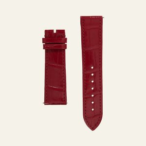 Red Shiny Alligator Strap - L