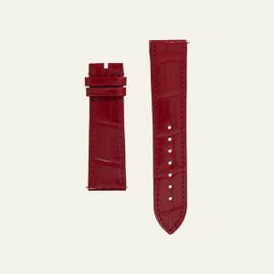 Red Shiny Alligator Strap - S