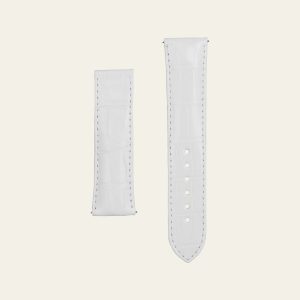White Shiny Alligator Strap - S