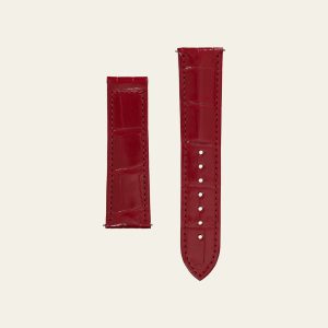 Red Shiny Alligator Strap - XS