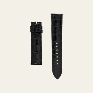 Black Shiny Alligator Strap - S