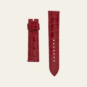Red Shiny Alligator Strap - S