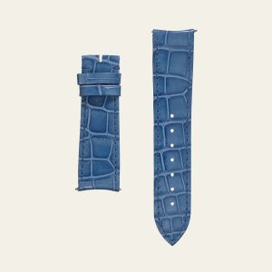 Icy Blue Shiny Alligator Strap - M