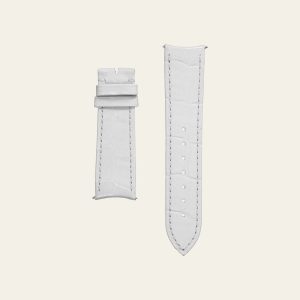 White Shiny Alligator Strap - S
