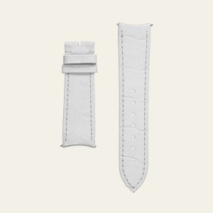 White Shiny Alligator Strap - M