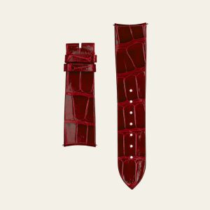 Red Shiny Alligator Strap - M